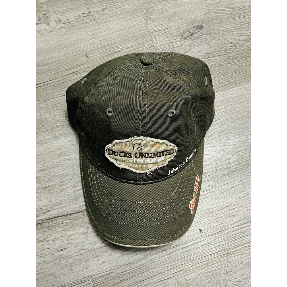 Ducks Unlimited Hat Mens‎ OSFA Green Johnson County Since 1937 Adjustable Cap